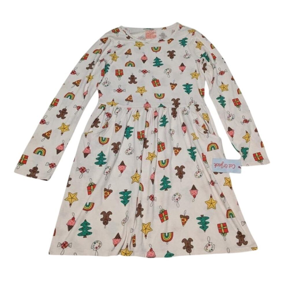 Cute Christmas Girl's Long Sleeve Dress Size XL (14)